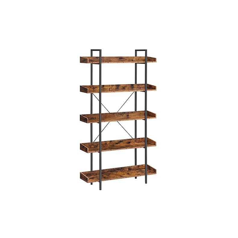 Bogreol - stuereol med 5 hylder - rustik brun 100 x 28 x 178