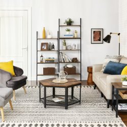 Stigereol med hylder - bogreol - rustik brun 186 x 64 x 34