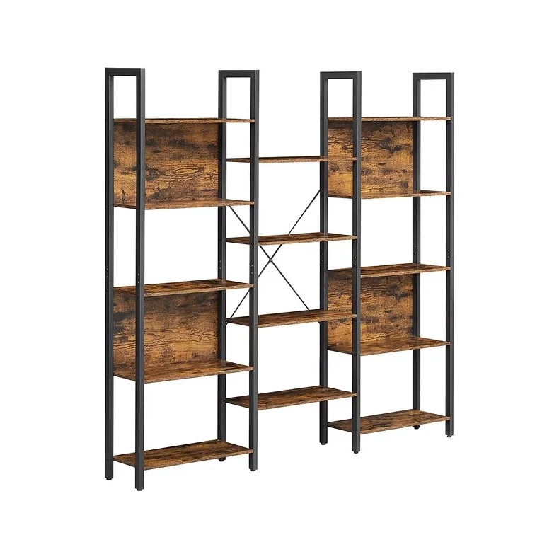 Reol - stor stuereol i industrielt design - rustik brun 158x24x166