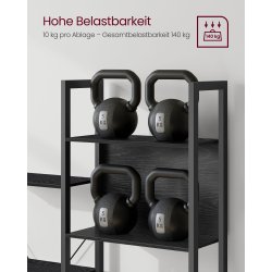 Reol - stor stuereol i industrielt design - sort 158x24x166