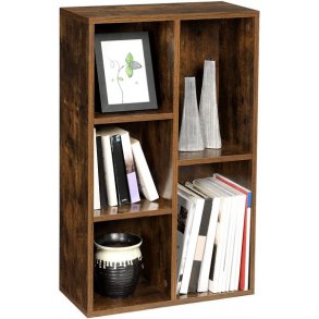 Bogreol - reol i industrielt design - rustik brun 50x24x80