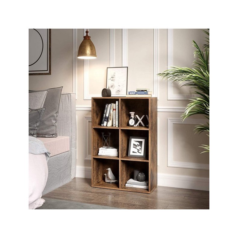 Bogreol - rumdeler i industrielt design - rustik brun 65,5x30x97,5