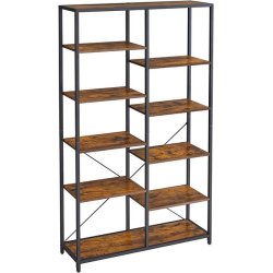 Stuereol - reol i industrielt design - rustik brun 170x100x30