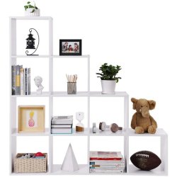 Rumdeler - fritstende bogreol i tr - hvid 130 x 29 x 130