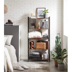 Reol - bogreol i industrielt design - rustik brun 74x30x150