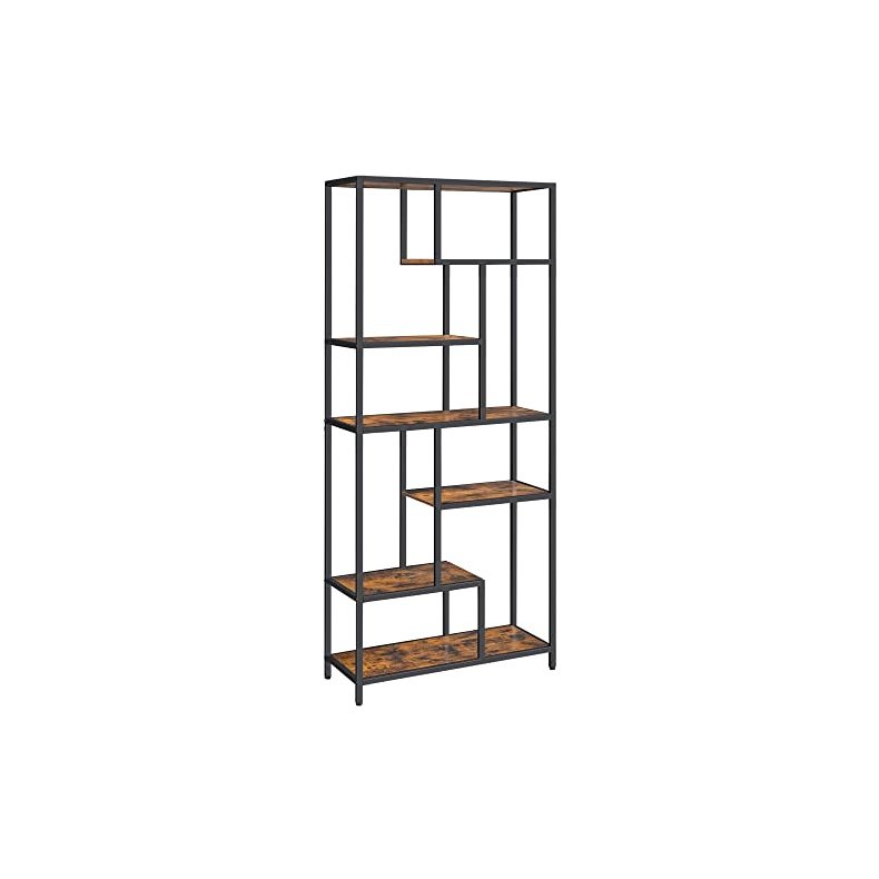 Bogreol med 6 hylder - gulvreol - rustik brun 30 x 80 x 180