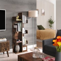 Reol - bogreol i industrielt design - rustik brun 140 x 50 x 25