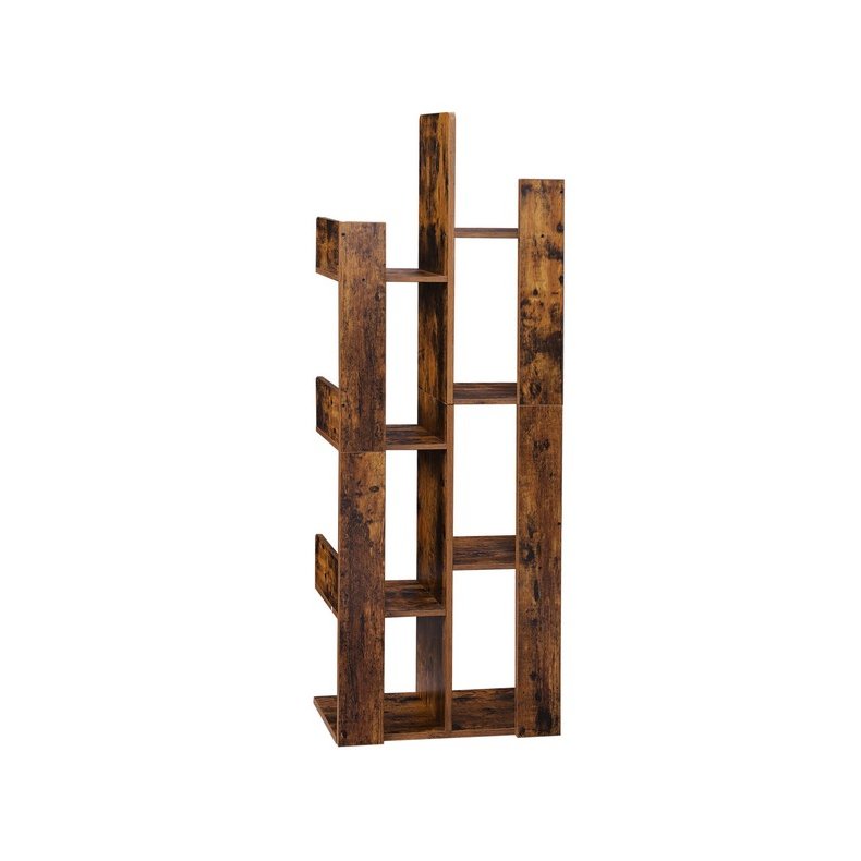 Reol - bogreol i industrielt design - rustik brun 140 x 50 x 25