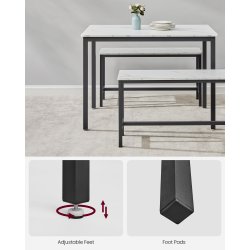 Spisebordss�t med spisebord og b�nke - b�nkes�t - marmor hvid