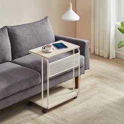 Sidebord - C-formet laptop bord til sofa og seng - beige