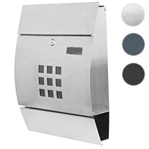 Postkasse med avisrr - brevkasse med ls og avisholder i rustfrit stl