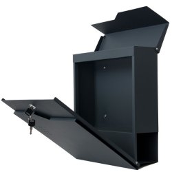 Postkasse med avisr�r - brevkasse med avisholder - antracit