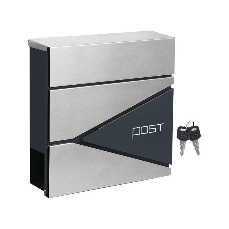 Brevkasse med avisr�r - v�gh�ngt postkasse - antracit/s�lv