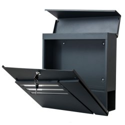 Postkasse med avisr�r - brevkasse med avisholder - antracit
