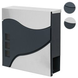 Postkasse med avisr�r - antracit og gr� brevkasse med avisholder