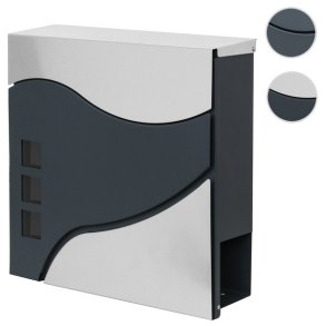 Postkasse med avisr�r - antracit og gr� brevkasse med avisholder