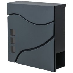 Postkasse med avisr�r - sort antracit brevkasse med avisholder