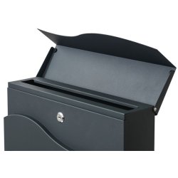 Postkasse med avisr�r - sort antracit brevkasse med avisholder