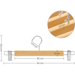 Buksebjler i tr - justerbare 8-pak bukseklemme bjler - 34 cm
