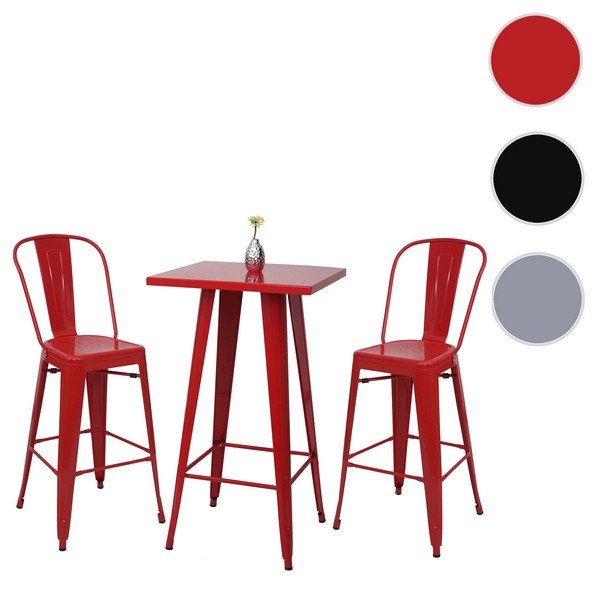 Harden byrde kontrast Cafesæt - cafebord og 2 cafestole i metal ~ rød - Cafeborde -  Daily-Living.dk