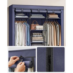 Kldeskab med stofsider - bl garderobeskab og tjskab - 175 cm