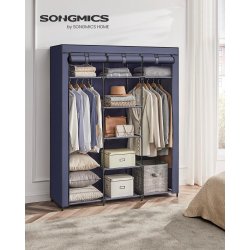 Kldeskab med stofsider - bl garderobeskab og tjskab - 175 cm