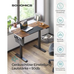 H�ve s�nkebord - elektrisk h�ve s�nke skrivebord - rustik brun