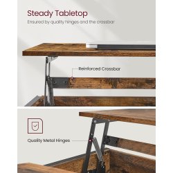 Sofabord med indbygget computerbord og skrivebord - rustik brun