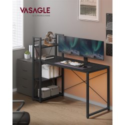 Skrivebord med reol - computerbord - sort 137,2 x 60 x 118,7