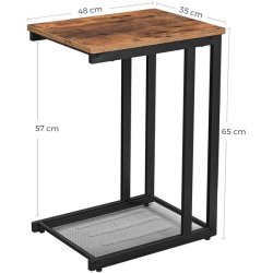 Sidebord - C-formet computerbord til sofa og seng - rustik brun