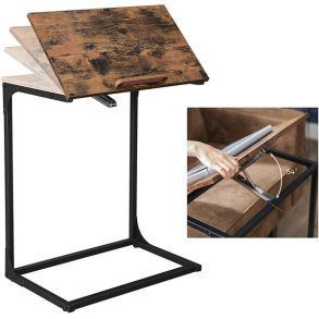 Sidebord - C-formet laptop bord til sofa og seng - rustik brun