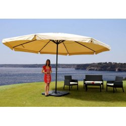 Markedsparasol  500 cm - stor rund parasol p  5 meter - creme/beige