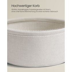 Sidebord - rundt hjrnebord med stofkurv - creme hvid 45 x H50 cm