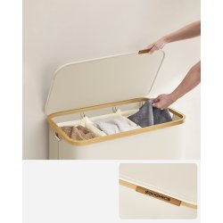 Vasket�jskurv med 3 rum - 3 vasket�jsposer - 150 liter - creme hvid