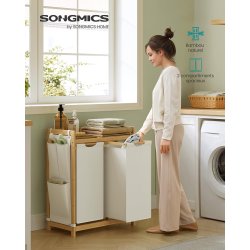 Vasketjskurve med 2 rum - 2 vasketjsposer - creme hvid