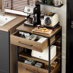 Kkkenvogn, mobil kkken med smart opbevaring, brun 60x45x90