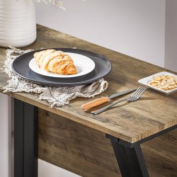 Spisebord med skamler, industrielt hjbord, brun 80x80x88