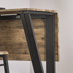 Spisebord med skamler, industrielt hjbord, brun 80x80x88