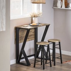 Spisebord med skamler, industrielt hjbord, brun 80x80x88