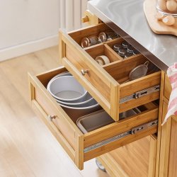 Kkken p hjul, kkkenvogn med skuffer, brun 115x46x92