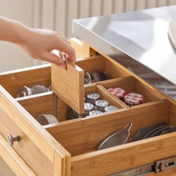 Kkken p hjul, kkkenvogn med skuffer, brun 115x46x92