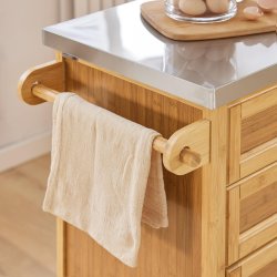 Kkken p hjul, kkkenvogn med skuffer, brun 115x46x92