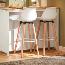 Kkken med opbevaring, barbord med hylder, hvid 120x56x90