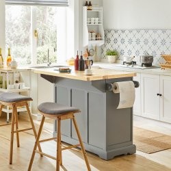 K�kken� p� hjul, k�kkenvogn med udtr�kkelig bordplade, gr�