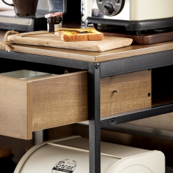 Kkkenvogn, mobil kkken med smart opbevaring, brun 60x45x90