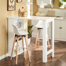 Barbord - smart hjbord med opbevaring - hvid 112x57x106 cm