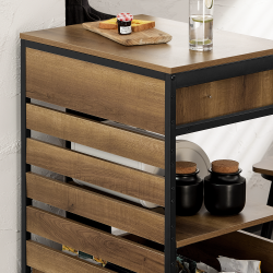 Kkkenvogn, mobil kkken med smart opbevaring, brun 60x45x90