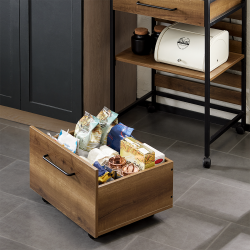 Kkkenvogn, mobil kkken med smart opbevaring, brun 60x45x90