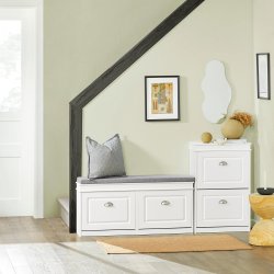 Skoskab med 2 skabe til sko med vippefunktion og lge - hvid