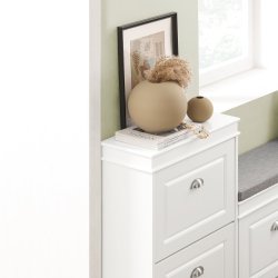 Skoskab med 2 skabe til sko med vippefunktion og lge - hvid